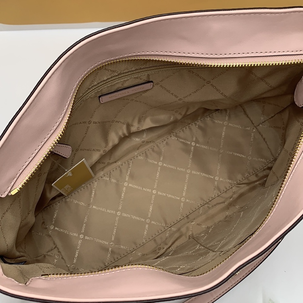 Michael Kors Jet Set Item Medium Front Pocket Shoulder Chain Tote POWDER BLUSH - Picture 7 of 13